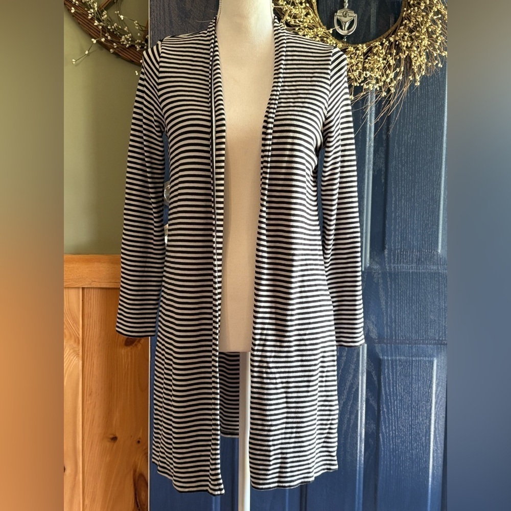 J. Jill Black and White Striped Cardigan size Small